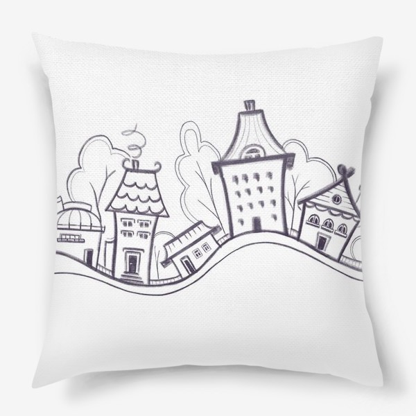 Подушка «Минималистичный рисунок города»