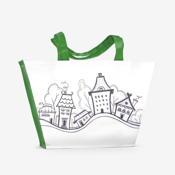 Пляжная сумка «Минималистичный рисунок города»