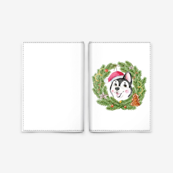 Обложка для паспорта «Новогодний хаски»