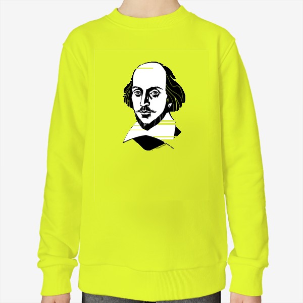 Свитшот «Уильям Шекспир, графический портрет драматурга и поэта, черно-белый»
