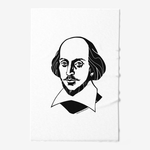 Полотенце «Уильям Шекспир, графический портрет драматурга и поэта, черно-белый»