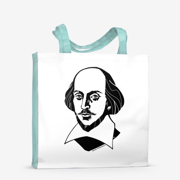 Сумка-шоппер «Уильям Шекспир, графический портрет драматурга и поэта, черно-белый»