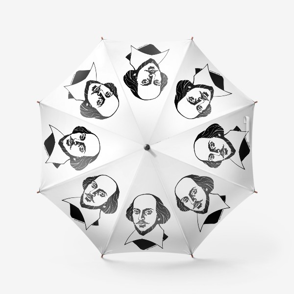 Зонт «Уильям Шекспир, графический портрет драматурга и поэта, черно-белый»