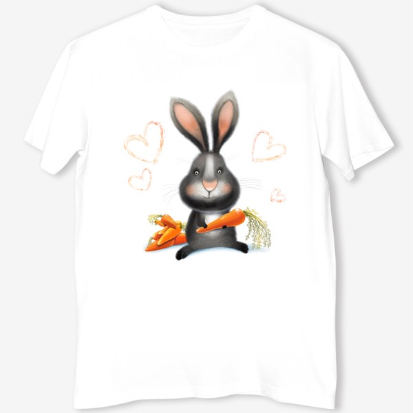 Футболка «Черный кролик с морковками»