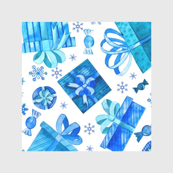 Скатерть «Новогодние подарки. Синий паттерн»