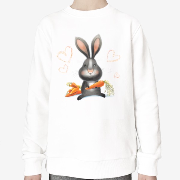 Свитшот «Черный кролик с морковками»