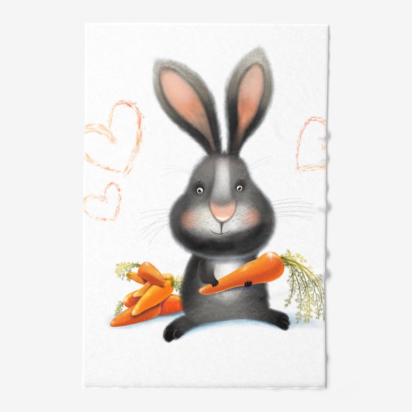 Полотенце «Черный кролик с морковками»