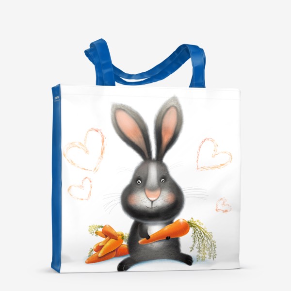 Сумка-шоппер &laquo;Черный кролик с морковками&raquo;