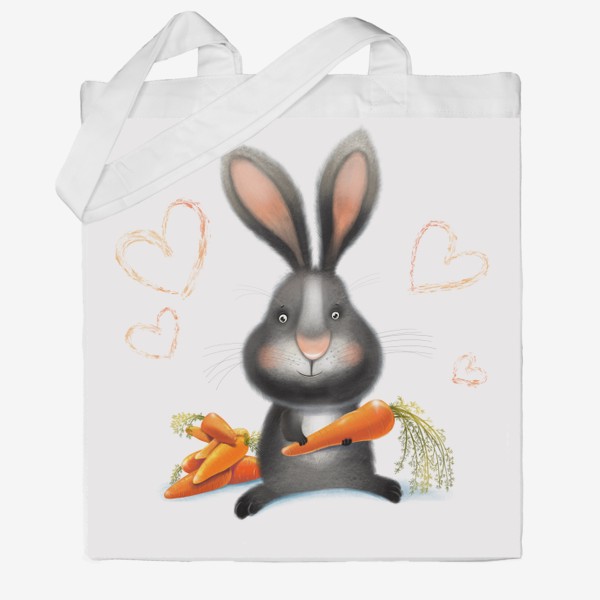 Сумка хб &laquo;Черный кролик с морковками&raquo;
