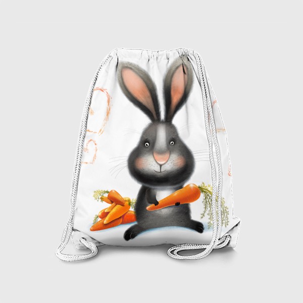 Рюкзак «Черный кролик с морковками»