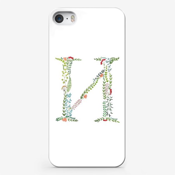Чехол iPhone «Буква И из веточек, листиков, ягод и цветов.»
