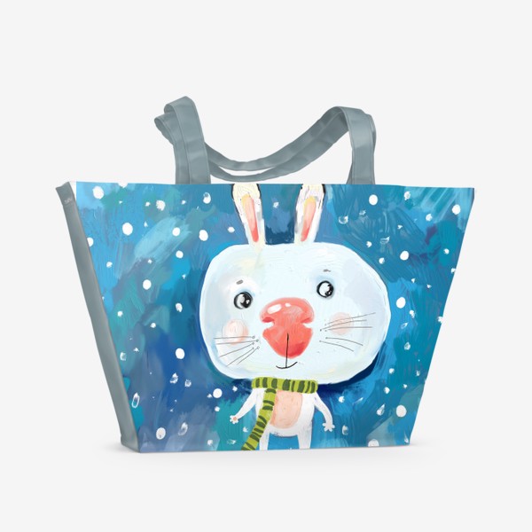 Пляжная сумка «Кролик в снегу»