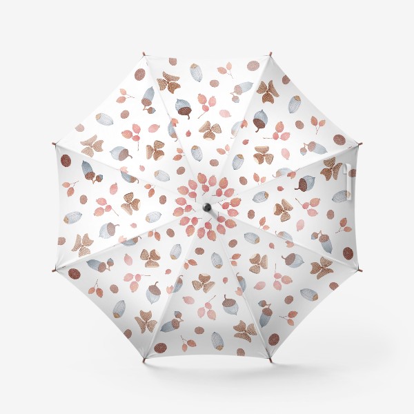 Зонт «Акварельный фон с осенними желудями, шляпками и ягодами боярышника»