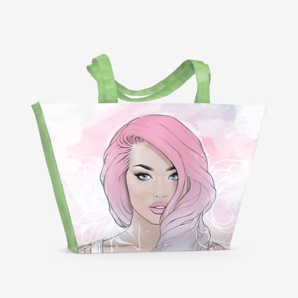 Пляжная сумка «Девушка "Pink hair"»