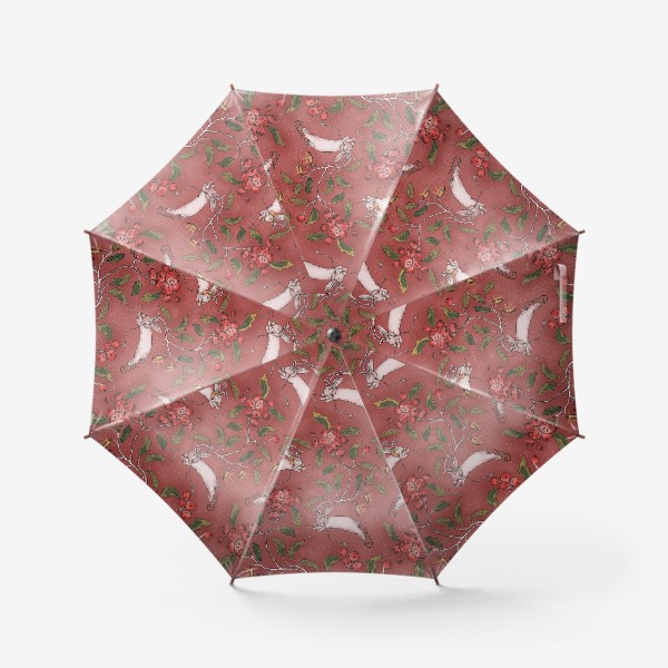 Зонт «Новогодние Кролики на красном»
