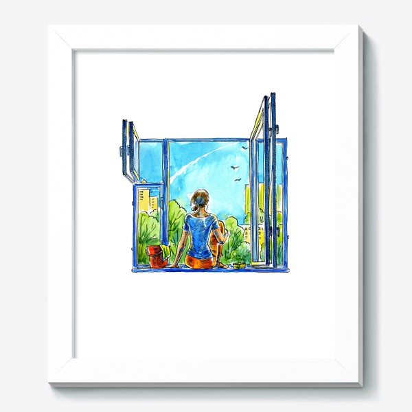 Картина «Весна в городе. Девушка на подоконнике»