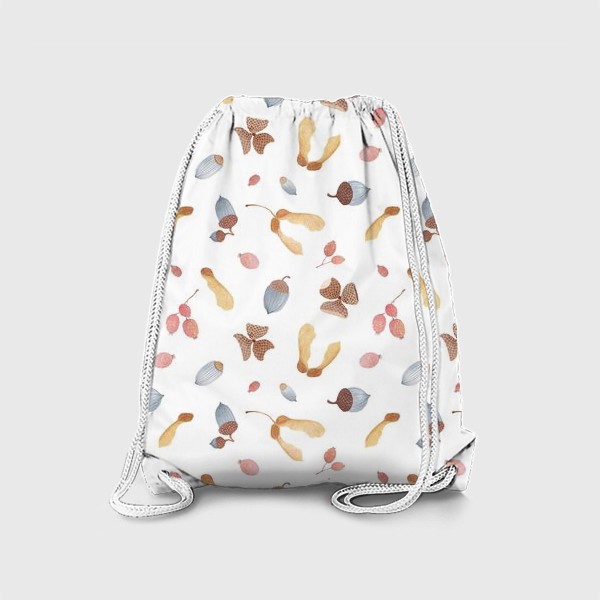 Рюкзак «Акварельный фон с осенними желудями, шляпками, курносиками и ягодами боярышника»