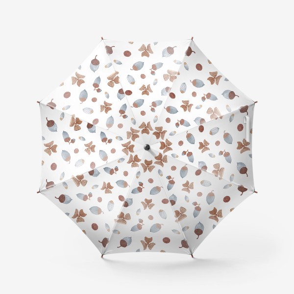 Зонт «Акварельный фон с осенними желудями и шляпками»