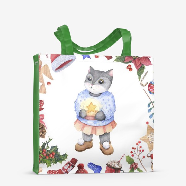 Сумка-шоппер «Кот и подарки»