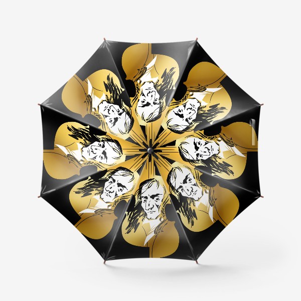 Зонт «Паганини и золотая скрипка. На черном фоне»