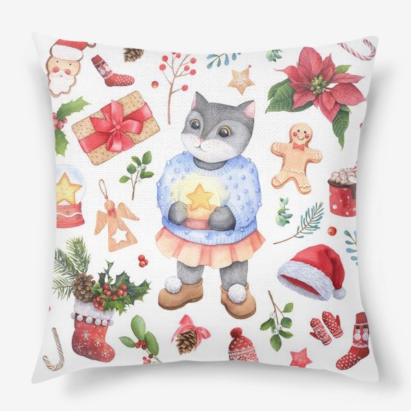 Подушка «Кот, звезда и подарки »