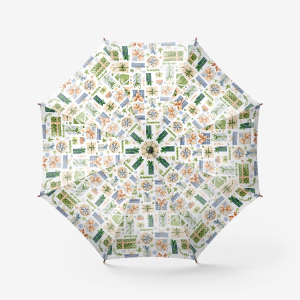 Зонт «Новогодние подарки паттерн»
