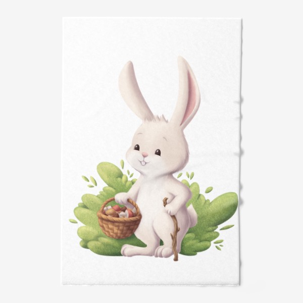 Полотенце «Кролик и корзина с грибами»