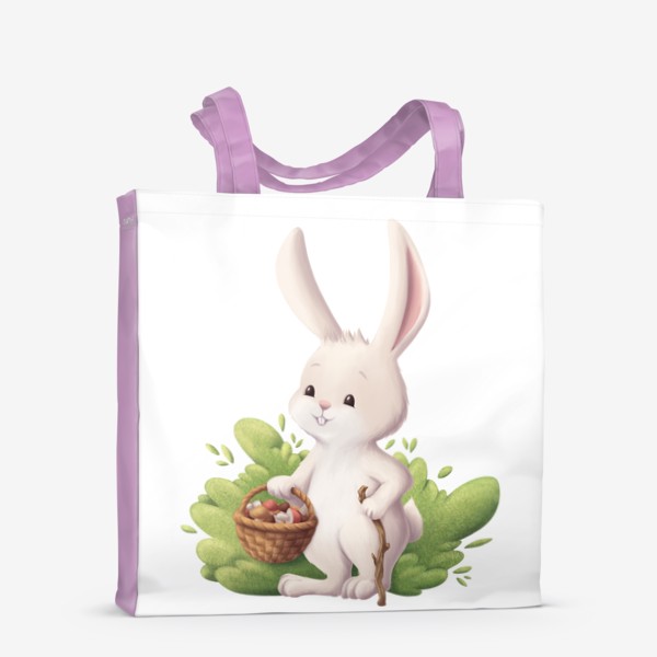 Сумка-шоппер «Кролик и корзина с грибами»