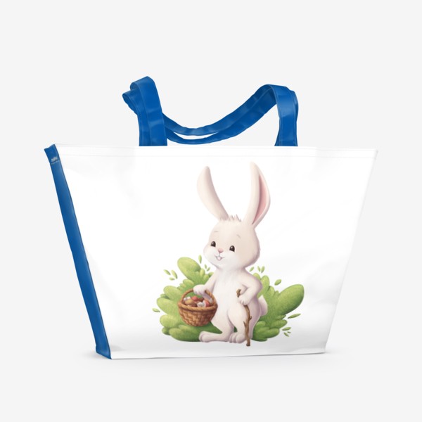 Пляжная сумка &laquo;Кролик и корзина с грибами&raquo;