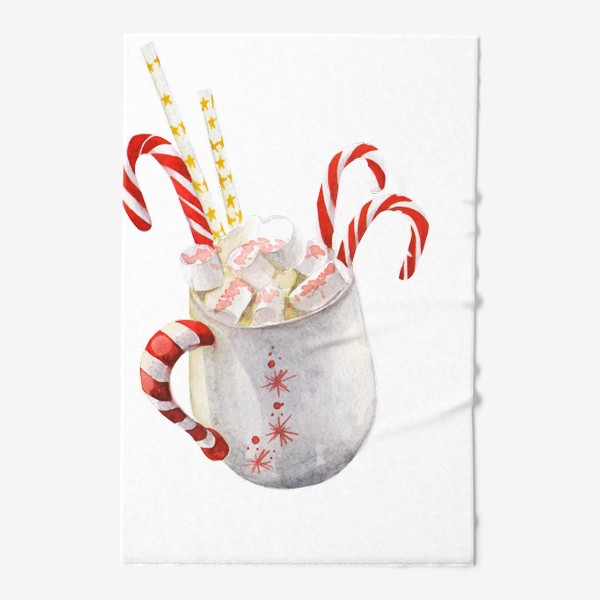 Полотенце «Новогодняий напиток с зефиром и конфетами»