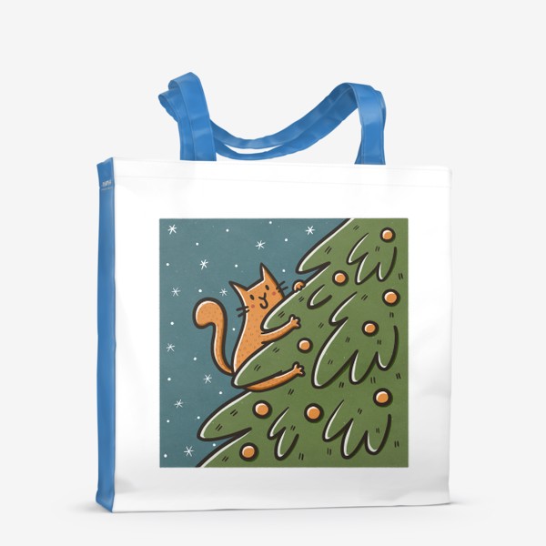 Сумка-шоппер &laquo;Забавный рыжий кот на елке. Новый год &raquo;