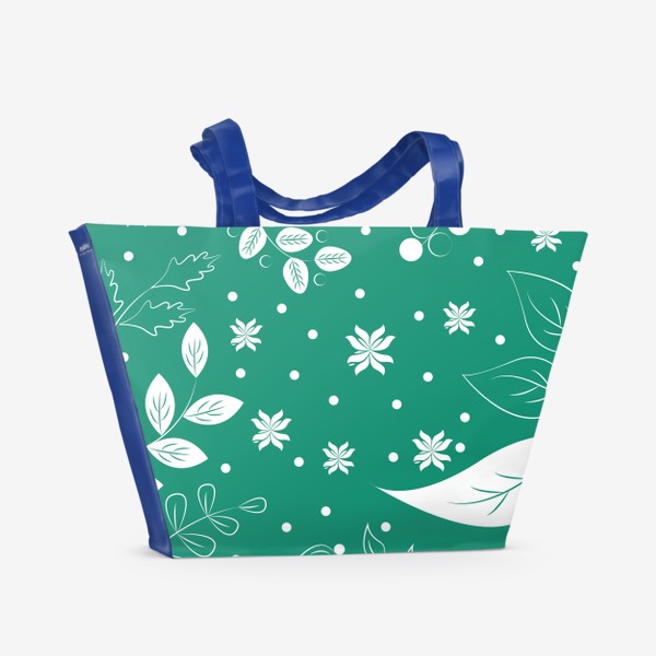 Пляжная сумка «Цветы на зеленом фоне»