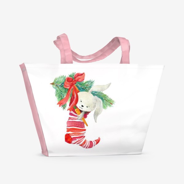 Пляжная сумка «новогодний зайка»