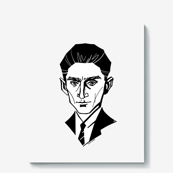 Холст «Франц Кафка, графический портрет писателя, черно-белый»