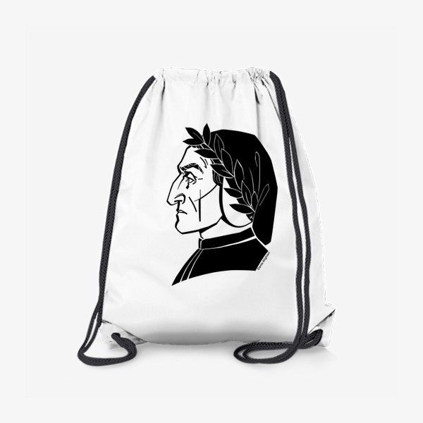 Рюкзак «Данте Алигьери, графический портрет поэта, черно-белый»