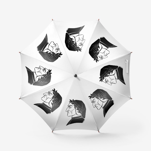 Зонт «Данте Алигьери, графический портрет поэта, черно-белый»