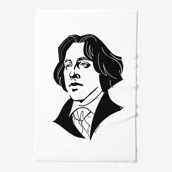 Полотенце «Оскар Уайльд, графический портрет писателя, черно-белый»