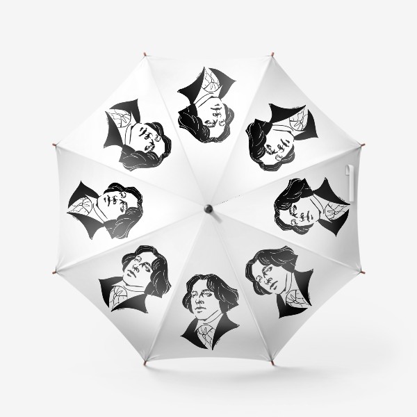 Зонт «Оскар Уайльд, графический портрет писателя, черно-белый»