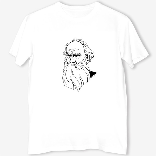 Футболка «Лев Толстой, графический портрет писателя, черно-белый»
