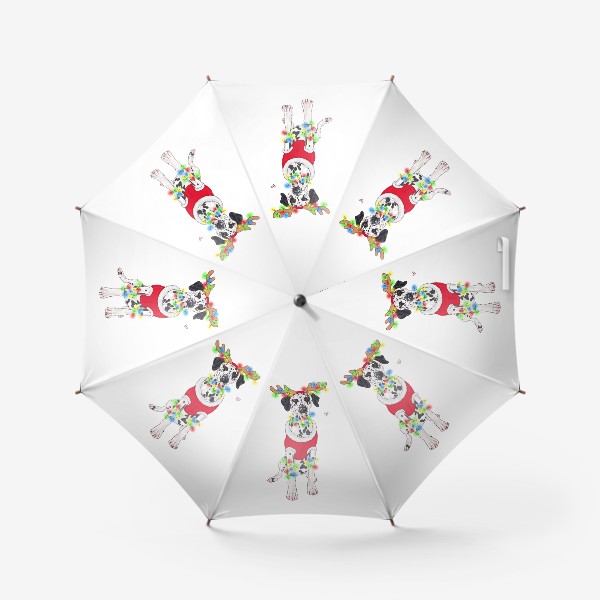 Зонт «собака далматин гирлянды Новый год олень»