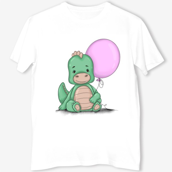 Футболка «Динозавр с фиолетовым воздушным шариком»