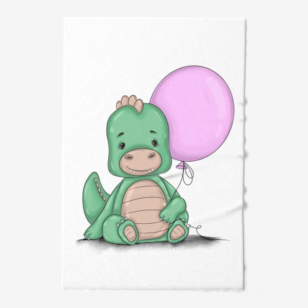 Полотенце «Динозавр с фиолетовым воздушным шариком»
