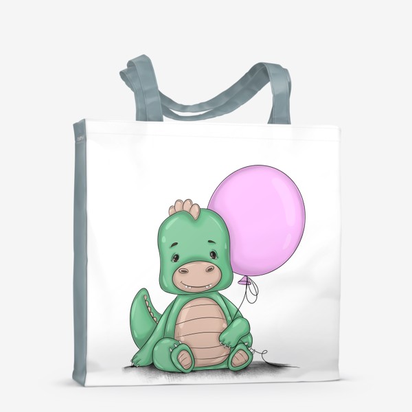 Сумка-шоппер «Динозавр с фиолетовым воздушным шариком»