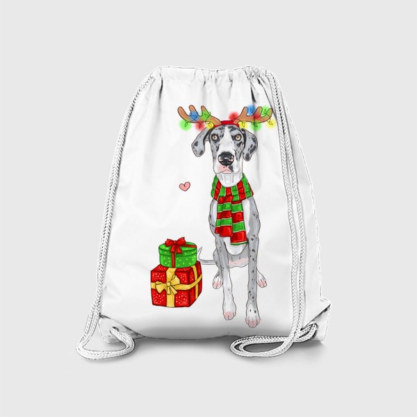 Рюкзак «Немецкий дог с подарками собаки Новый год»