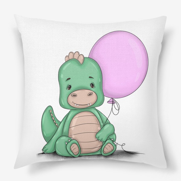 Подушка «Динозавр с фиолетовым воздушным шариком»