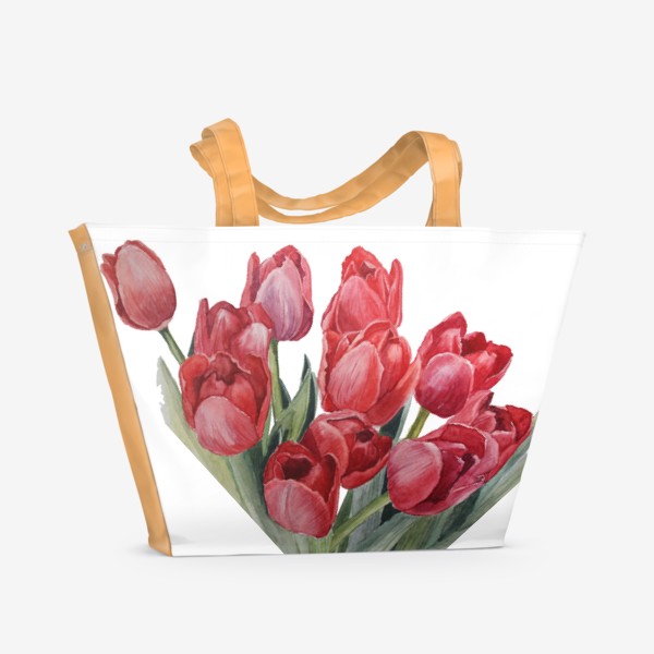 Пляжная сумка &laquo;Красные тюльпаны&raquo;