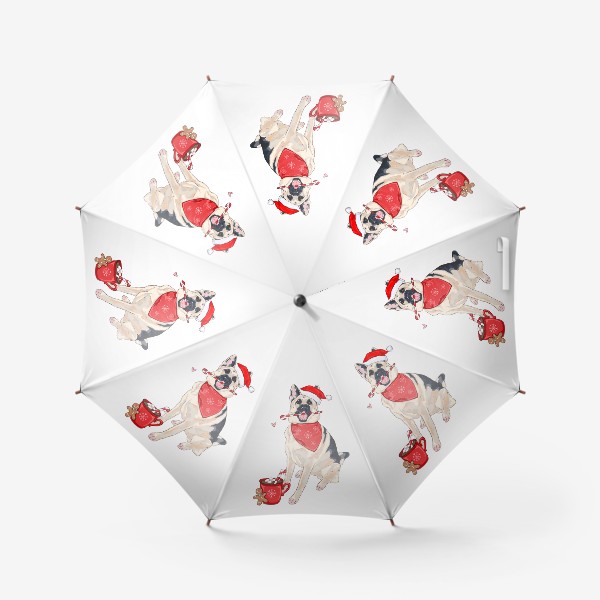 Зонт «Новый год очарка какао пряник собаки санта»