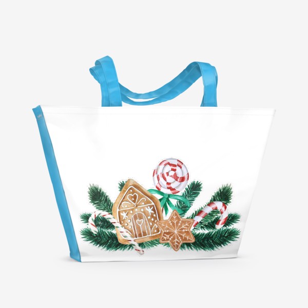 Пляжная сумка «Новогодний декор. Имбирное печенье»