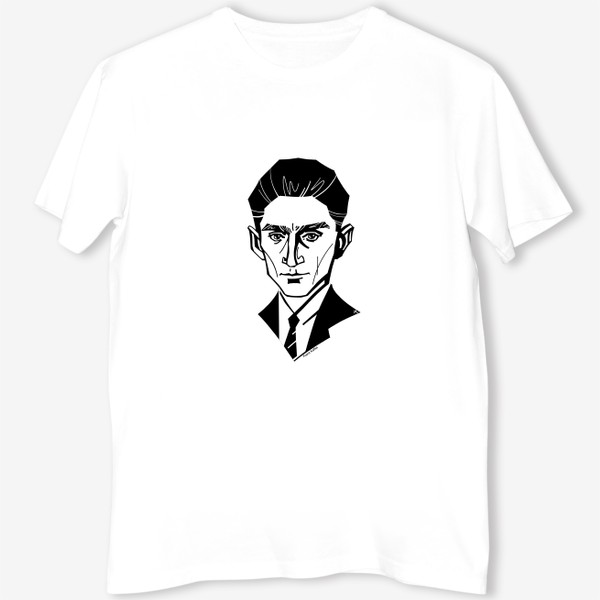 Футболка «Франц Кафка, графический портрет писателя, черно-белый»