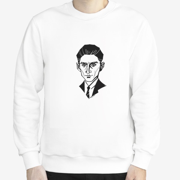 Свитшот «Франц Кафка, графический портрет писателя, черно-белый»